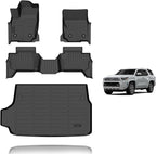 KELCSEECS® Floor Mats & Cargo Liner for 2025 Toyota 4Runner 5 Seats(Not fit Hybrid),All Weather Protection TPE Floor Liners Front& Rear Row Full Set Accessories Black