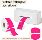 1x2 Inch Thermal Labels,500PCS Rectangle Stickers,Waterproof Removable Blank Stickers for Address,Jars,Freezer Containers & Pantry Organization,Fluorescent Pink
