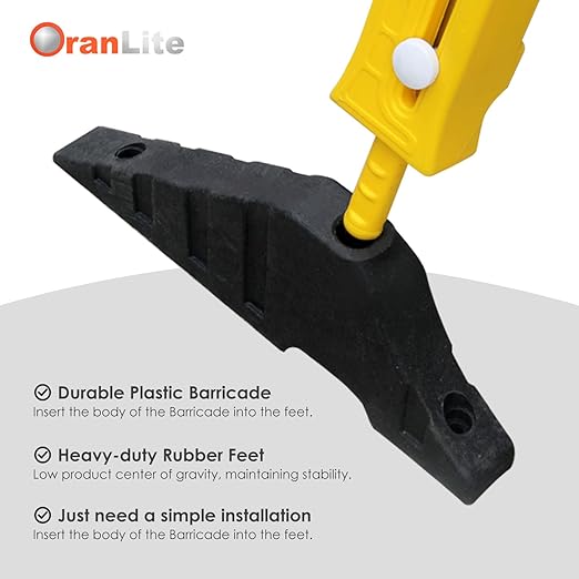8.5' Ft Expandable Barriers, Yellow Black Extensible Mobile Barricades, Flexible Crowd Control Barriers Guard with Heavy-Duty Rubber Base, Portable Retractable Traffic Fence (2)
