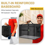 Bodaon Insulated Food Delivery Bag with Included Baseboard, Heavy-Duty Thermal XXXL Cold/Hot Lunch Warmer for Delivery Drivers, Reusable Grocery Carrier for Pizza, Drinks, Camping, Commercial, Black