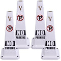 BESEA 4PCS White No Parking Cone White Caution 4 Sided No Parking Cone Reserved Parking