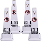 BESEA 4PCS White No Parking Cone White Caution 4 Sided No Parking Cone Reserved Parking