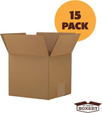 The Boxery Cube 22 x 22 x 22-inch Corrugated Cardboard Boxes, Large | Pack of 15 for Shipping, Moving, and Storage, Curbside Recyclable, Strong Wholesale Bulk Boxes