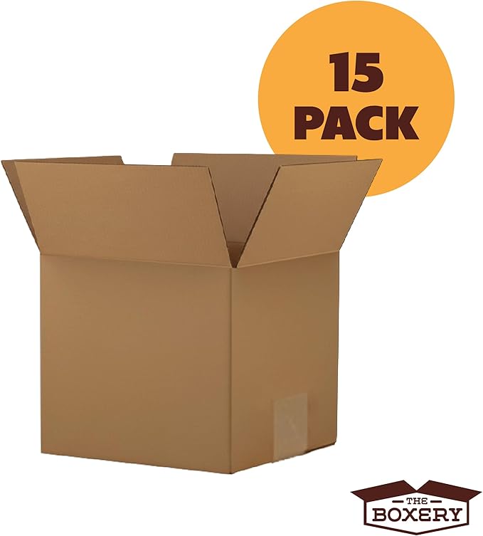 The Boxery Cube 20 x 20 x 20-inch Corrugated Cardboard Boxes, Large | Pack of 15 for Shipping, Moving, and Storage, Curbside Recyclable, Strong Wholesale Bulk Boxes