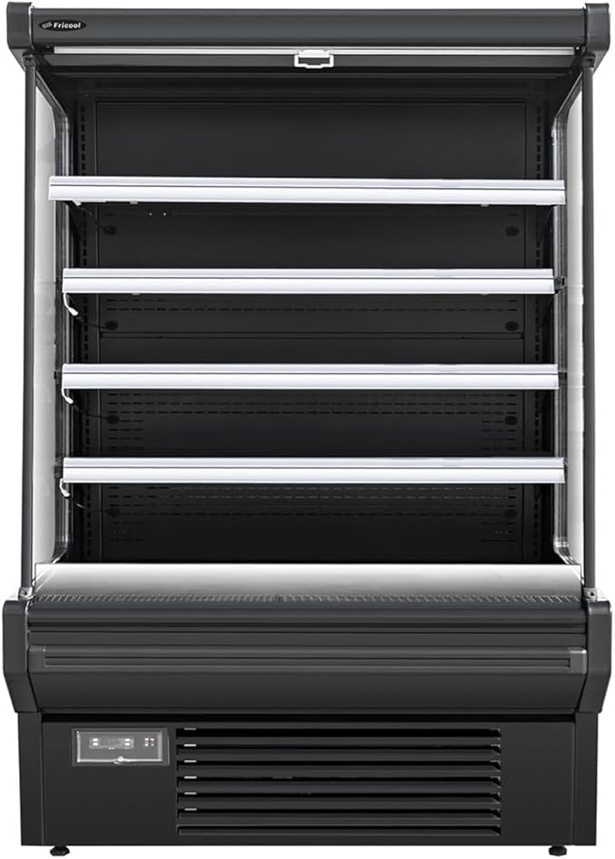 Food Refrigerated Display Case for Commercial Bakery Pastry Front Open Air Refrigerated Display Cooler Case, Movable Shelves and Adjustable Legs, 36~41℉ (61.4 Inches, Black)