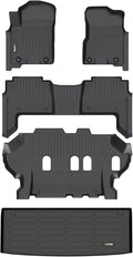 HAFIDI® Floor Mats & Cargo Liner Fit for 2019-2024 Nissan Armada & Infiniti QX80 8 Seats All Weather Protection TPE Anti-Slip Automotive Full Set Floor Liners Custom Accessories - Black