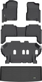 HAFIDI® Floor Mats & Cargo Liner Fit for 2019-2024 Nissan Armada & Infiniti QX80 8 Seats All Weather Protection TPE Anti-Slip Automotive Full Set Floor Liners Custom Accessories - Black