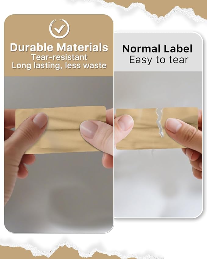 iEager 2x1 Inch Thermal Labels, Brown Rectangle Thermal Printer Stickers, Durable Shipping Label Printer Sticker for Barcode, Name, Address, 1000 Labels/Roll