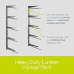 Delta Heavy Duty Lumber Storage Rack Cycle, Holds Up To 800 lbs - Easy to Install Wood Storage Rack With Fully Adjustable Arms - Steel Construction Storage Solution For Garage, Basement & Pantry