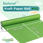 PerkHomy 24" x 1,440" (120') Medium Green Kraft Paper Roll for Craft Bulletin Board Paper Art Table Covering Crafting Gift Wrapping Bouquet Packing Parcel 80GSM 55LB (Medium Green, 24" x 120')