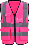 A-SAFETY Pink Safety Vests for Women,Working Safety Vest with Reflective Strips,XXL