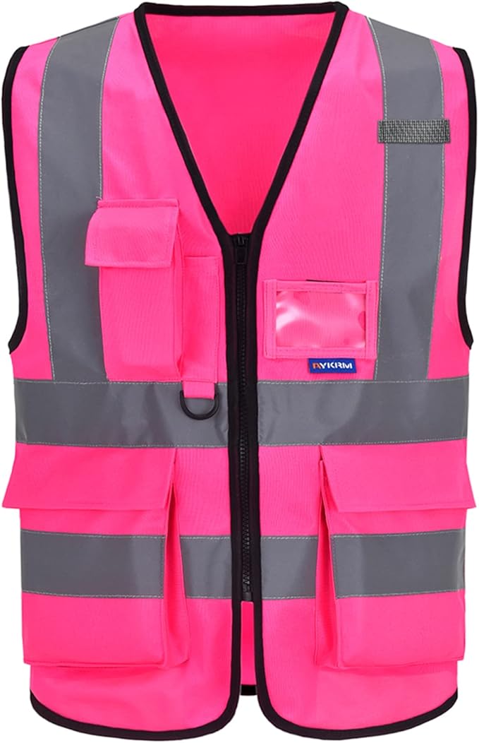 A-SAFETY Pink Safety Vests for Women,Working Safety Vest with Reflective Strips,XXL