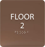 6" X6" Floor 2 Sign - ADA Compliant Tactile Graphics Grade 2 Braille Text Acrylic Wall Signs - Directional Assistance, Floor Number Safety Sign for Office, school Hospital, Apartment