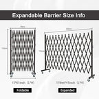 GYMTIME Metal Expandable Barricade, Portable Safety Barrier with Casters, Mobile Folding Security Gate, Adjustable Traffic Temporary Fence, 11.5 Feet, 61 Inch High, Brown