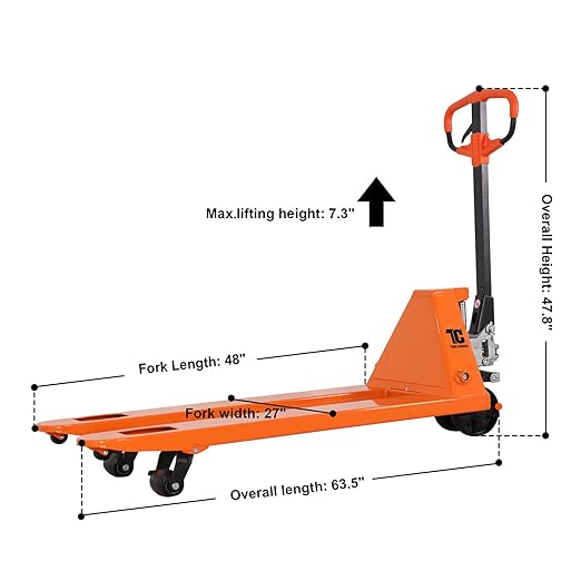 Tory Carrier Manual Pallet Jack Hand Pallet Truck 48" Lx27“W 5500lbs Capacity