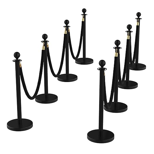 8Pcs Stainless Steel Stanchion Posts with 5ft Red Velvet Ropes - Crowd Control Barriers & Queue Line Kit with 26ft Red Carpet for Wedding, Party, Theater Supplies