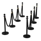 8Pcs Stainless Steel Stanchion Posts with 5ft Red Velvet Ropes - Crowd Control Barriers & Queue Line Kit with 26ft Red Carpet for Wedding, Party, Theater Supplies