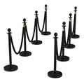 8Pcs Stanchions and Velvet Ropes, Black Stanchions with Retractable Belts, Crowd Control Barriers with Hollow Base, Red Carpet Ropes and Posts for Event & Party Supplies