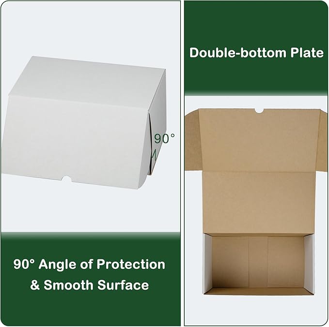 11x6x6 Inches Shipping Boxes Set of 20, White Corrugated Cardboard Box Literature Mailer for Packing Small Business