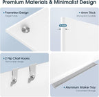 MaxGear Glass White Board 48x36 Inches Brilliance White Magnetic Dry Erase Board Wall Mounted Whiteboard, Large Frameless Whiteboard with 1 Eraser,3 Markers and 6 Magnets for Office, School, Home