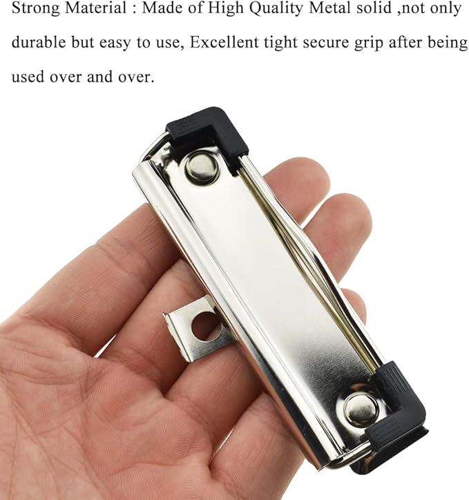 HAHIYO 3.94 Inches Metal Clipboard Clips with Rubber Grips 6 Pack Mountable Sturdy Strong Springs with Rivets Document File Wood Plastic Clips Board for Office School Home