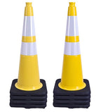 BESEA 8PACK 28” inch Traffic Safety Cones Yellow Road Parking Cones Heavy Duty Construction Cone Structurally Stable for Traffic Control at Public Place