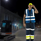 A-SAFETY Blue High Visibility Vests Reflective Work Vest,Hi Vis Bright Neon Color with 4 Reflective Strips 7 Pockets