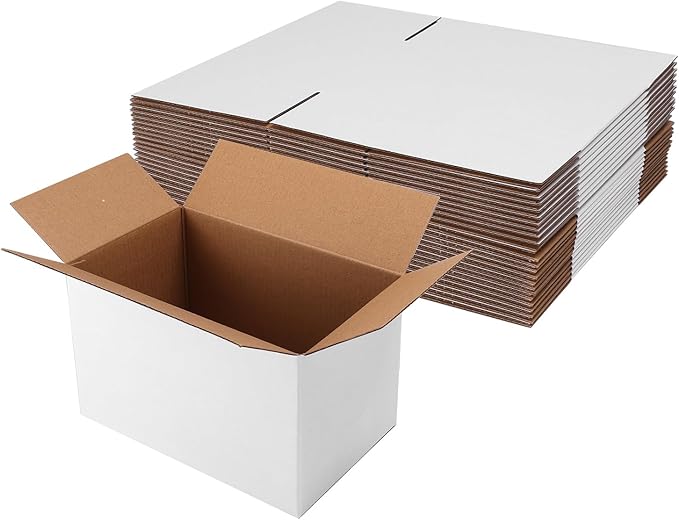 Hoikwo 9x6x6 Shipping Boxes Set of 25, White Corrugated Cardboard Box for Small Business for Packaging Mailing