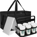 Cooler Insulated Food Delivery Bag & Drink Carrier with Hard Bottom, XXX-Large Pizza Bags for Doordash/Uber Eats, Grocery Catering Travel Thermal Frozen Carrier, Cold Warmer Accessories for Door Dash