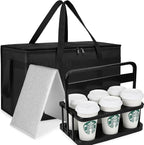 Cooler Insulated Food Delivery Bag & Drink Carrier with Hard Bottom, XXX-Large Pizza Bags for Doordash/Uber Eats, Grocery Catering Travel Thermal Frozen Carrier, Cold Warmer Accessories for Door Dash