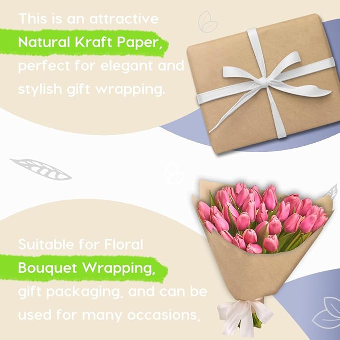 PerkHomy 48" x 1,440" (120') Brown Kraft Paper Roll for Craft Bulletin Board Paper Art Table Covering Crafting Gift Wrapping Bouquet Packing Parcel 70GSM 50LB (Brown, 48" x 120')