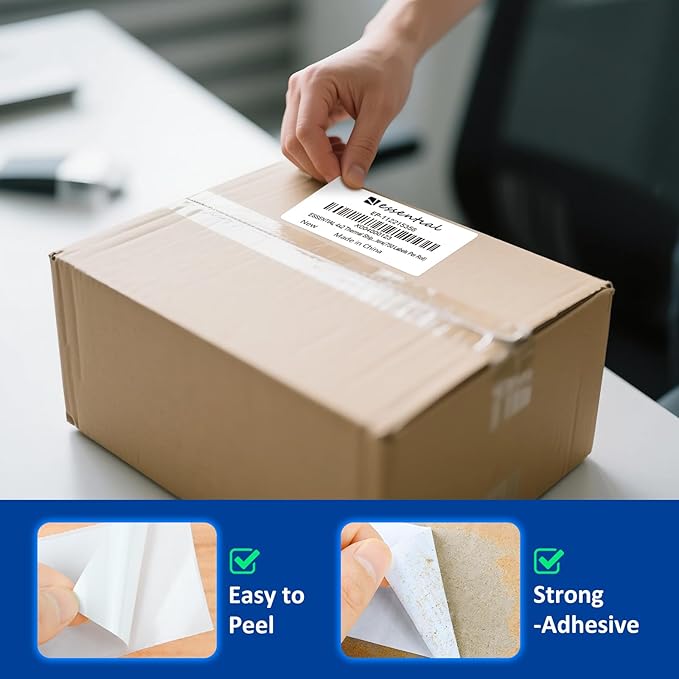 4 x 2 Inches Direct Thermal Barcode Labels, Waterproof and Oil-Proof Scratchproof, 750 Labels of Roll, Compatible with Zebra Printers (16 Roll-12000 Tags) White