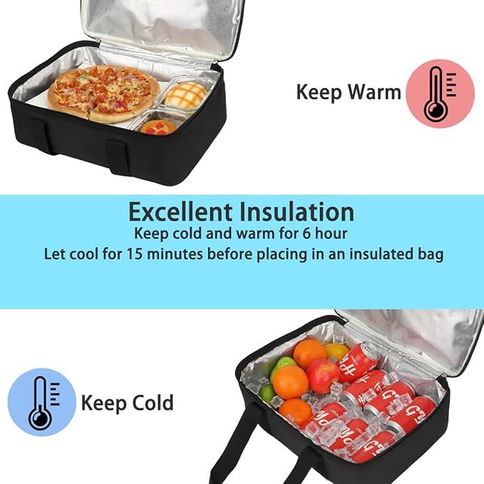 Insulated Casserole Carrier Bag - Large Portable Hot and Cold Food Storage Tote with Handles Thermal Bag for Parties, Picnics, Camping, Travel,Fits 9"x13" Baking Dish,Black