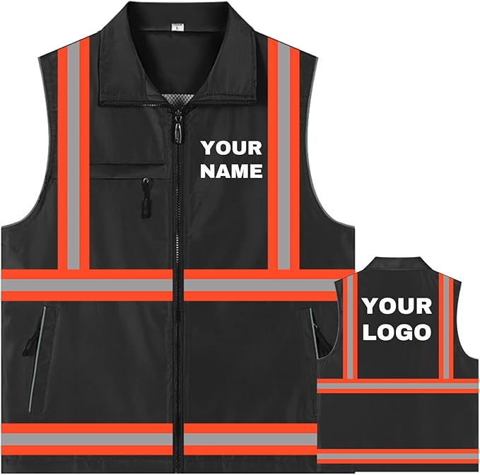 YOWESHOP Lightweight Zip-Up Safety Vest with Pockets for Outdoor Activities,Custom Logo Sleeveless Windbreaker