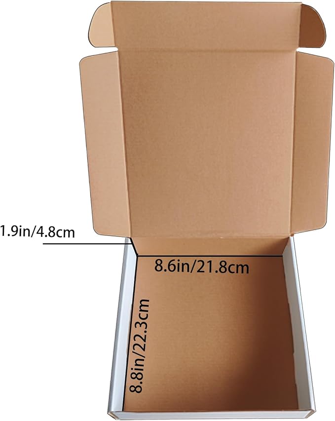 9x9x2 Inches Shipping Boxes Set of 25,White Corrugated Mailing Cardboard Box Literature Mailer for Packing Small Business Moving Storage, E-Commerce Packaging Mailing Boxes Gift Boxes for Presents