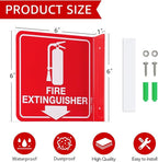 GicnKeuz Fire Extinguisher Sign, 6" x 6" Fire Extinguisher Projecting Sign with Down Arrow, Two-Sided Acrylic L-Signs, Including Screws, Easy to Install, Home Office/Business Use (4 Pack)