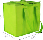Ezek Reusable Insulated Grocery Bags in Green, Stand Upright, Double The Sturdy Zipper, Eco-Friendly Heavy Duty Non-Woven Reinforced Bottom & Handles.