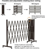 Expandable Driveway Gate, Portable Barricade Gate with Casters, Metal Folding Security Gate, 209" Wide Aluminum Expandable Garden Fence, Outdoor Dog Fence for Yard (Brown, 216.54)