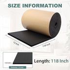 FONUNO Foam Padding Sheets with Adhesive Foam Insulation Neoprene Sheets Closed Cell Insulation Neoprene Rubber Roll for Gaskets Liner Crafts DIY Projects, Black, 12" Wide x 118" Long x 1/2" Thick