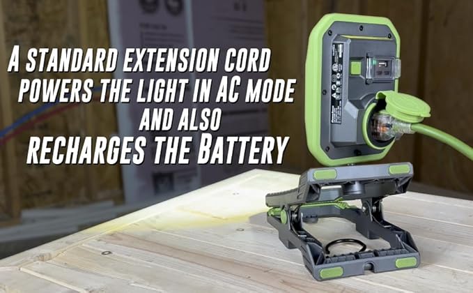 PowerSmith LED Clamp Work Light 3000 Lumen Clip On Rechargeable Light Powered with120V AC or Rechargeable Battery