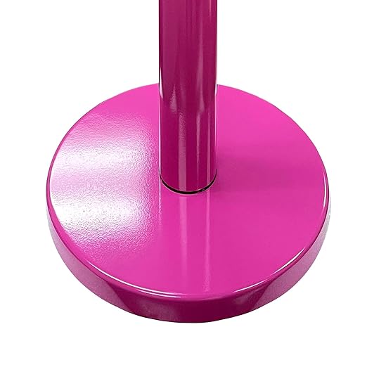 VIP Crowd Control Retractable Belt Stanchion Queue Safety Barrier Set, 36" Ht, 78" Belt (2 M.Pink Posts Blue Belt)