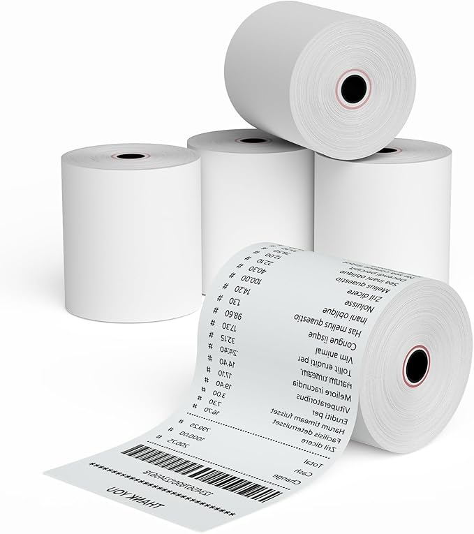 Jayard 2-1/4'' X 85' Thermal Paper Rolls For Credit Card - Cash Register Rolls - Premium Register Tape Pos Thermal Printer Paper (5 Rolls), White
