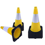 8 Pack 18 Inch Yellow Traffic Cones Black Base Durable, Training Markers for Basketball Drills, School Playground, Field Boundary (8, Yellow, 18 Inch)