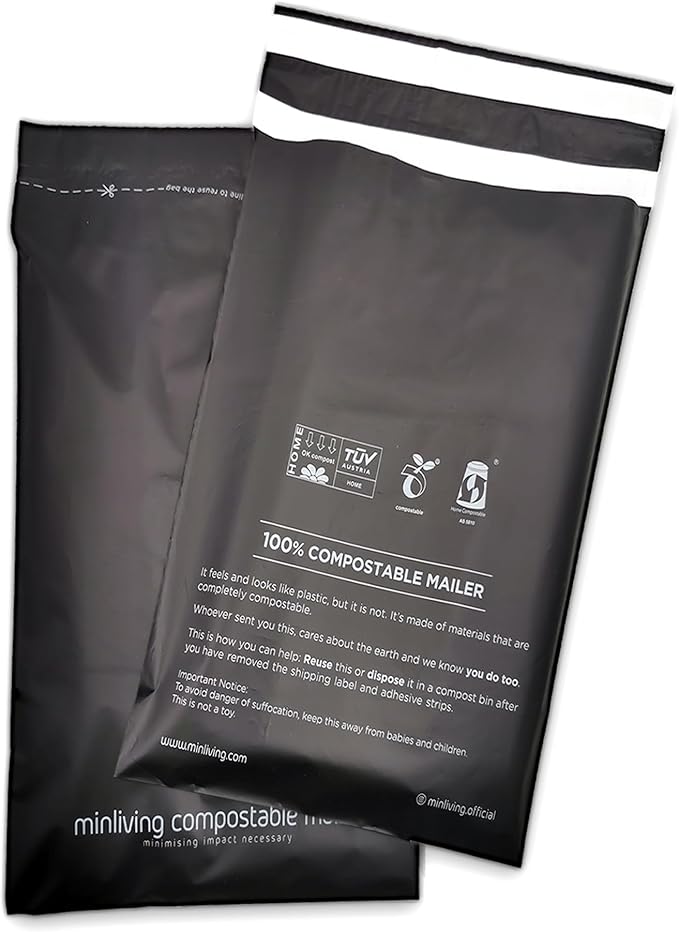 Premium Shipping Mailers 6x9 inch - Double-Sealed Mailing Bags, Industrial Strength Mailers, Reusable Multi-Layer Corn Starch Based Material, Small Business Shipping - 50 Pack
