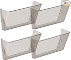 Clear Acrylic Single Pocket, Plastic Hanging Wall Mount File Holder for Office Home (Gray, 4 Pack)