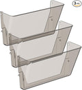 Clear Acrylic Single Pocket, Plastic Hanging Wall Mount File Holder for Office Home (Gray, 3 Pack)