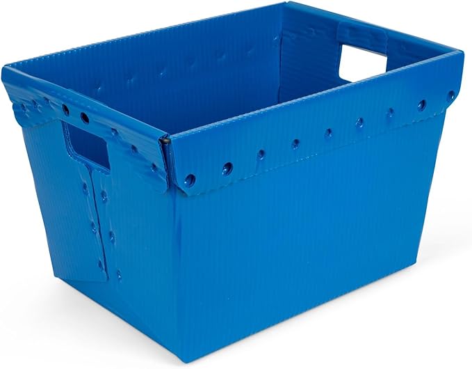 Hudson Exchange 18.25 x 13.25 x 11.75 (3 Pack) Corrugated Space Age Handled Storage Container Mail Tote, Blue