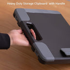 Plastic Storage Clipboard with Handle – Heavy Duty Clipboard, Portable Side-Opening Organizer Case for Letter/Legal Size Paper (14.5”x12”x1.75”) – Office, School, Construction & Outdoor Use