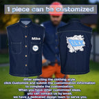 YOWESHOP Men's Reflective Safety Denim Vest，Custom Safety Outdoor Denim Work Vest with Hi-Vis Stripes for Night Commute