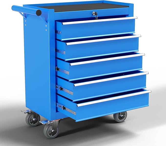 5-Drawer Metal Rolling Tool Chest with Wheels,Tool Storage Cabinet with Locking System，Toolbox with Wheels for Garage, Warehouse, Workshop, Repair Shop